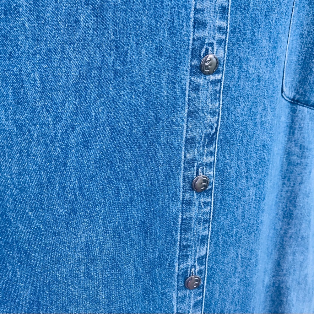 VTG Retro 90’s Denim Buffalo Button Up Maxi Dress - Picture 2 of 7